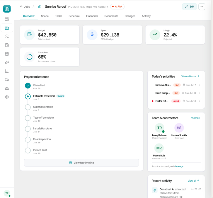 Construct AI — document intelligence linked to the source contract